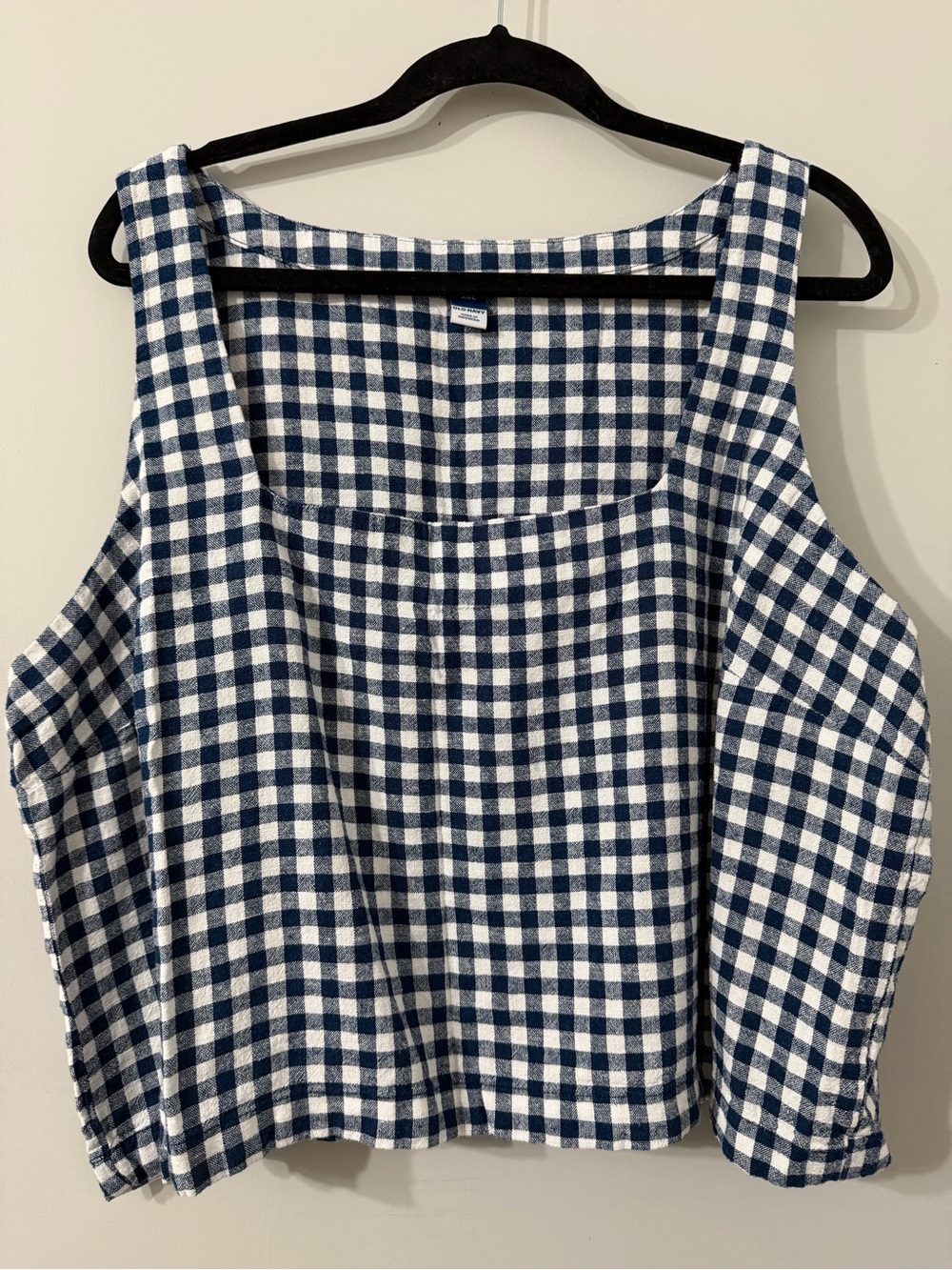 Gingham Square-Neck tank top